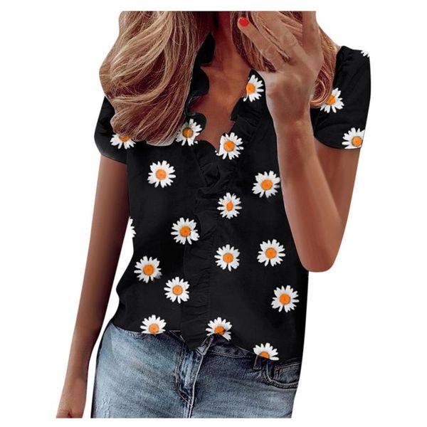 summer clothes for women ruffle v-neck short sleeve floral print casual dressy t-shirt camisetas de mujer women's, White
summer clothes for women ruffle v-neck short sleeve floral print casual dressy t-shirt camisetas de mujer women's, White