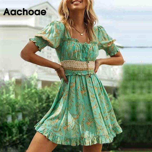 aachoae retro floral print elegant dress women ruffles bow tie vintage mini dress puff short sleeve boho pleated dress vestidos 210413, Black;gray
aachoae retro floral print elegant dress women ruffles bow tie vintage mini dress puff short sleeve boho pleated dress vestidos 210413, Black;gray