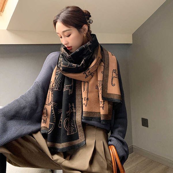 thick tassel scarf female cat print imitation cashmere summer air conditioning shawl autumn and winter cold proof bib, Blue;gray
thick tassel scarf female cat print imitation cashmere summer air conditioning shawl autumn and winter cold proof bib, Blue;gray