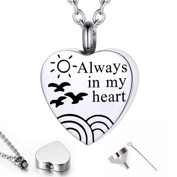 pendant necklaces always in my heart cremation urn necklace for ashes jewelry rainbow memorial pet bird pattern with fill kits, Silver
pendant necklaces always in my heart cremation urn necklace for ashes jewelry rainbow memorial pet bird pattern with fill kits, Silver