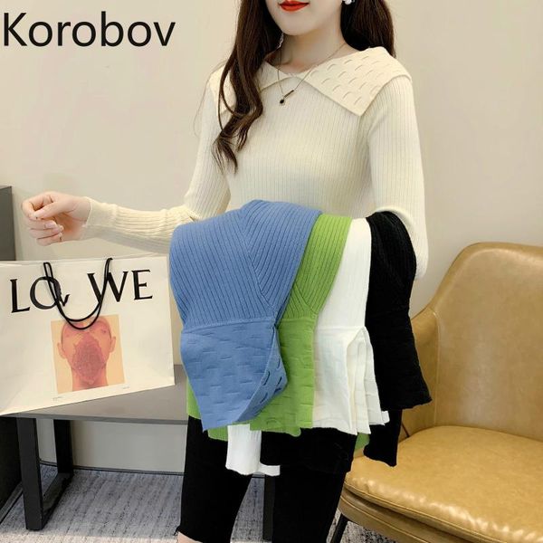 women's sweaters korobov korean elegant sweet sueter mujer 2021 chic autumn women knit pullovers preppy style slim solid sweater, White;black
women's sweaters korobov korean elegant sweet sueter mujer 2021 chic autumn women knit pullovers preppy style slim solid sweater, White;black