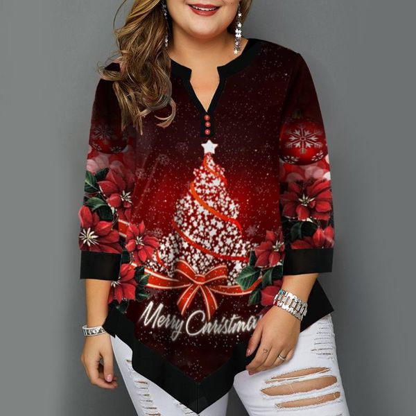 blouses & shirts new plus size women's v-neck tree print christmas elements irregular loose mid-sleeve t-shirt, White
blouses & shirts new plus size women's v-neck tree print christmas elements irregular loose mid-sleeve t-shirt, White