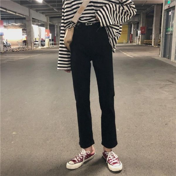 women's jeans korean black nine points high waist wild comfortable stretch straight pants women, Blue
women's jeans korean black nine points high waist wild comfortable stretch straight pants women, Blue