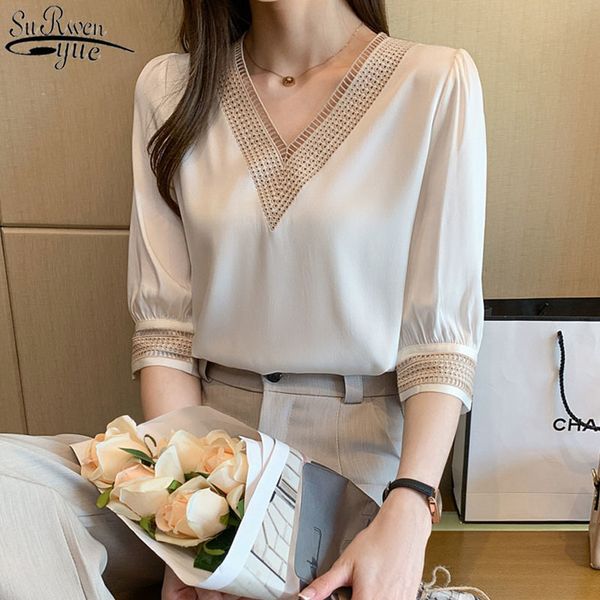 summer shirts women middle sleeve white chiffon blouse fashion hollow v neck long female blusas mujer 13367 210427
summer shirts women middle sleeve white chiffon blouse fashion hollow v neck long female blusas mujer 13367 210427