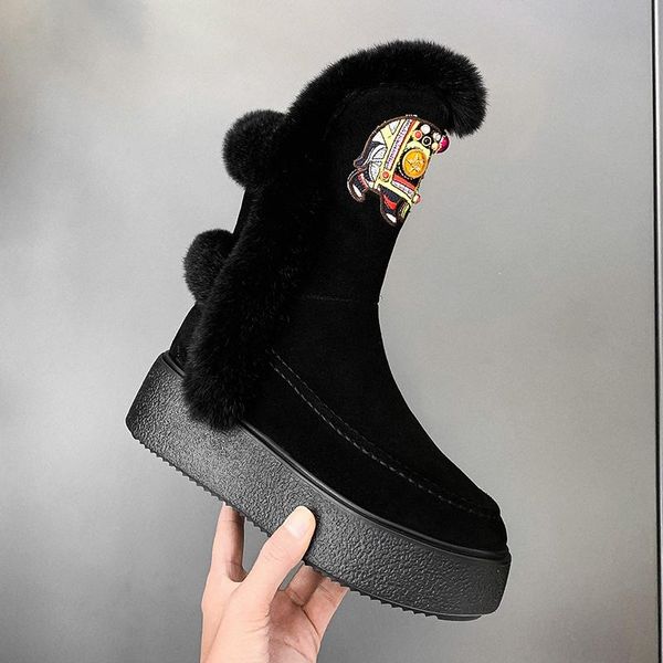 boots 2021 winter snow women shoes cow suede keep warm plush fur embroidery female mid-calf femme, Black
boots 2021 winter snow women shoes cow suede keep warm plush fur embroidery female mid-calf femme, Black