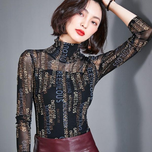 letter long sleeve blouse female fashion mesh shirts women turtleneck slim blouses spring femme bottoming women's &, White
letter long sleeve blouse female fashion mesh shirts women turtleneck slim blouses spring femme bottoming women's &, White