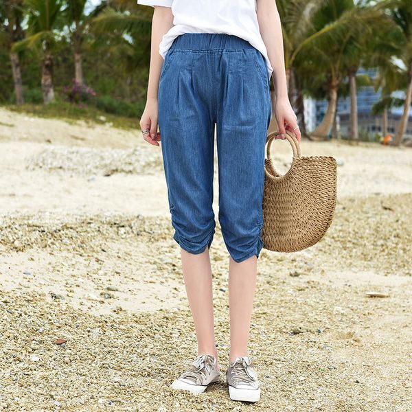 women's jeans blue hihg waist summer harem denim pants light washed loose casual calf-length trousers f931
women's jeans blue hihg waist summer harem denim pants light washed loose casual calf-length trousers f931