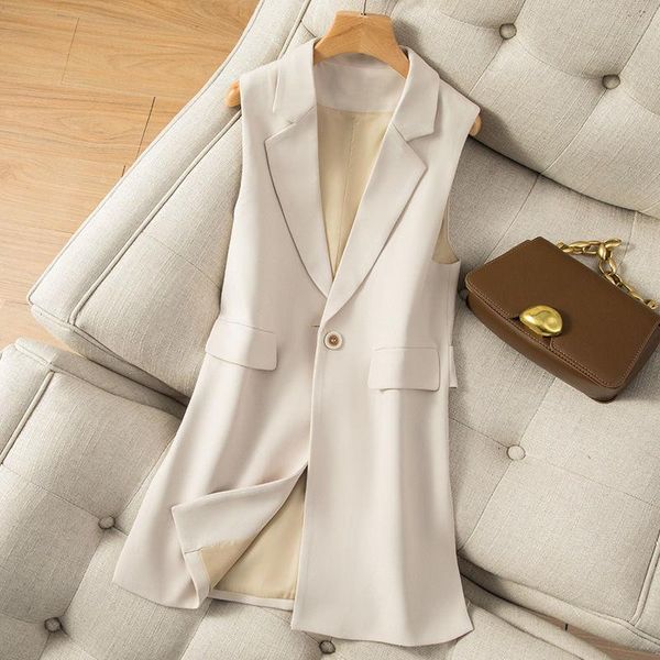 women's vests 2021 women spring elegant suit vest female loose notched button pockets sleeveless long ladies casual solid waistcoat i81, Black;white
women's vests 2021 women spring elegant suit vest female loose notched button pockets sleeveless long ladies casual solid waistcoat i81, Black;white