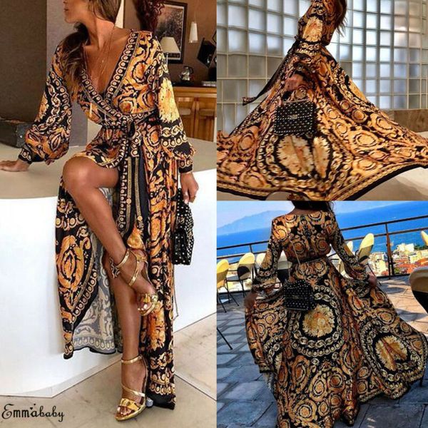 vintage floral print boho long sleeve dress women split beach maxi autumn long dresses elegant party long dress vestidos, Black;white
vintage floral print boho long sleeve dress women split beach maxi autumn long dresses elegant party long dress vestidos, Black;white