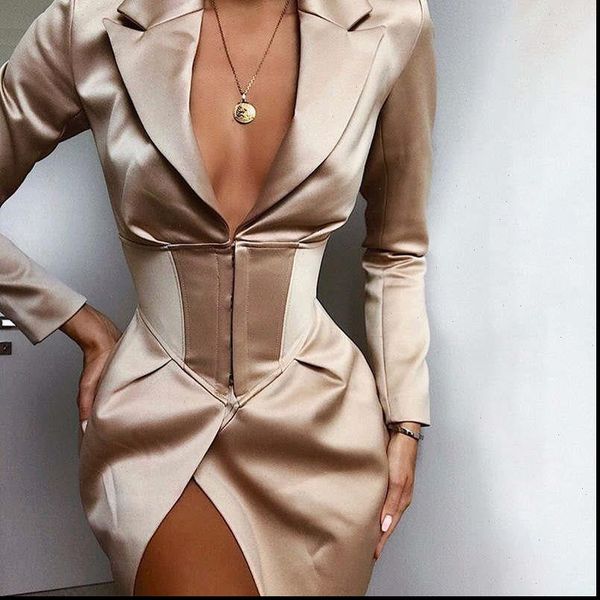 deep women dress v neck long blazers and jackets turn down collar sleeve covered button dresses, Black;gray
deep women dress v neck long blazers and jackets turn down collar sleeve covered button dresses, Black;gray