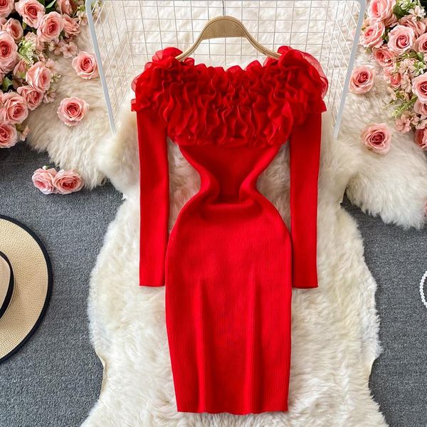 casual dresses ruffles slash neckdresses for women 2021 strapless ribbed knitted bodycon dress autumn long sleeve mini sweater, Black;gray
casual dresses ruffles slash neckdresses for women 2021 strapless ribbed knitted bodycon dress autumn long sleeve mini sweater, Black;gray