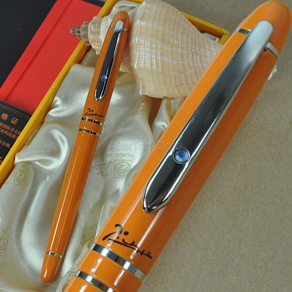 picasso 608 metal fashion fountain pen medium nib gloss orange and silver with original box for graduate gift pens
picasso 608 metal fashion fountain pen medium nib gloss orange and silver with original box for graduate gift pens