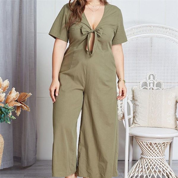 women's jumpsuits & rompers szyadeou fashion women summer solid color plus size v-neck strappy short sleeve jumpsuit kleding vrouwen y*, Black;white
women's jumpsuits & rompers szyadeou fashion women summer solid color plus size v-neck strappy short sleeve jumpsuit kleding vrouwen y*, Black;white