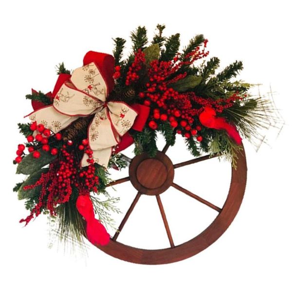 christmas decorations wagon wheel wreath vintage winter with festive bow pine cones berries for party wedding home decor
christmas decorations wagon wheel wreath vintage winter with festive bow pine cones berries for party wedding home decor