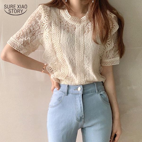 women's blouses & shirts 2021 lace loose temperament woman summer crochet hollow ladies style all-match female camisas mujer 15652, White
women's blouses & shirts 2021 lace loose temperament woman summer crochet hollow ladies style all-match female camisas mujer 15652, White
