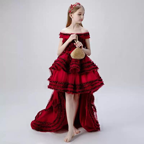 girl's dresses flower girl illusion boat-neck short burgundy princess knee-length tulle lace off the shoulder cute kids party gown h484, Red;yellow
girl's dresses flower girl illusion boat-neck short burgundy princess knee-length tulle lace off the shoulder cute kids party gown h484, Red;yellow