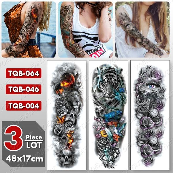 temporary tattoos 3 pcs/lot large arm sleeve tattoo tiger moon flame waterproof tatto sticker lion body art full fake tatoo women men
temporary tattoos 3 pcs/lot large arm sleeve tattoo tiger moon flame waterproof tatto sticker lion body art full fake tatoo women men