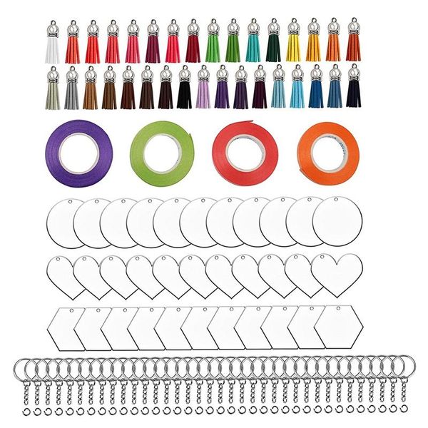 keychains 148pcs acrylic keychain blanks kit, incloud 36x(blank&tassels&key chain rings&jump rings)+4 ribbon for crafts crafting, Silver
keychains 148pcs acrylic keychain blanks kit, incloud 36x(blank&tassels&key chain rings&jump rings)+4 ribbon for crafts crafting, Silver