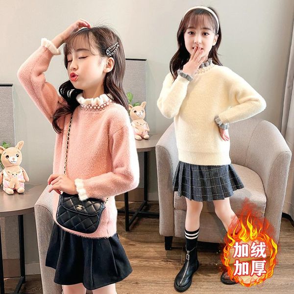 pullover girls sweater kids coat outwear 2021 pearl plus velvet thicken warm winter autumn fleece christmas children's clothing, Blue
pullover girls sweater kids coat outwear 2021 pearl plus velvet thicken warm winter autumn fleece christmas children's clothing, Blue