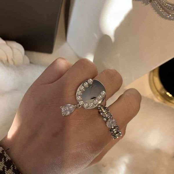 band ring rings pop ins net red same u-shaped pearl zircon pendant niche design oval personality trend ring, Silver
band ring rings pop ins net red same u-shaped pearl zircon pendant niche design oval personality trend ring, Silver