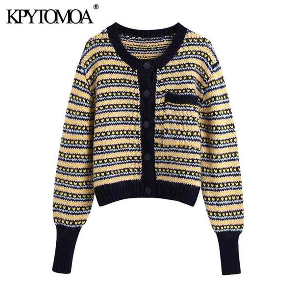 women fashion jacquard cropped knitted cardigan sweater vintage long sleeve button-up female outerwear chic 210420, White;black
women fashion jacquard cropped knitted cardigan sweater vintage long sleeve button-up female outerwear chic 210420, White;black