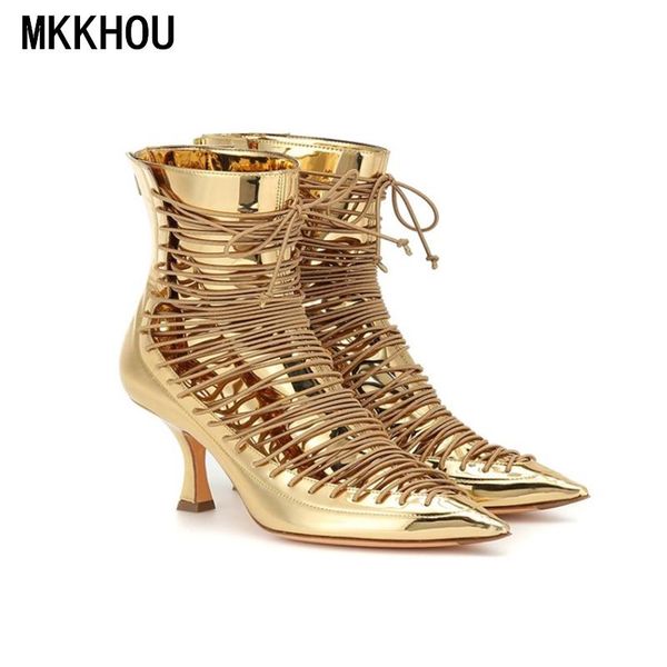 fashion short boots women's golden pointed cross lace ankle cat heel 5.5 cm leather large size 34-43, Black
fashion short boots women's golden pointed cross lace ankle cat heel 5.5 cm leather large size 34-43, Black