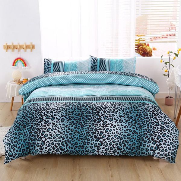 bedding sets blue leopard print set full size 2/3pcs228*228cm comforter