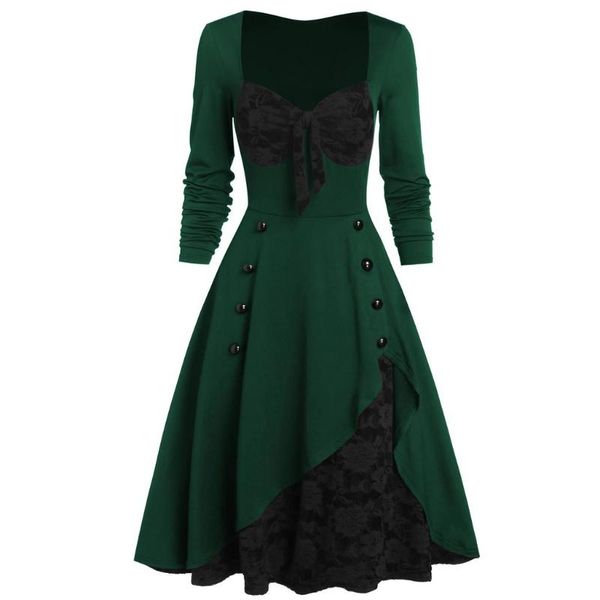 casual dresses retro full sleeve punk dress women flower lace insert mock button bowknot asymmetrical midi sukienki damskie #g3, Black;gray
casual dresses retro full sleeve punk dress women flower lace insert mock button bowknot asymmetrical midi sukienki damskie #g3, Black;gray