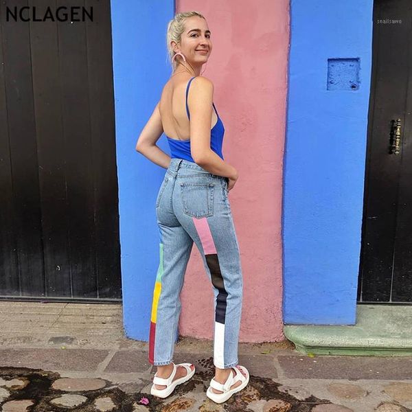 women's jeans nclagen color blocks print women empire waist pants street fashion graphic vintage aesthetic denim trousers hop capris, Blue
women's jeans nclagen color blocks print women empire waist pants street fashion graphic vintage aesthetic denim trousers hop capris, Blue