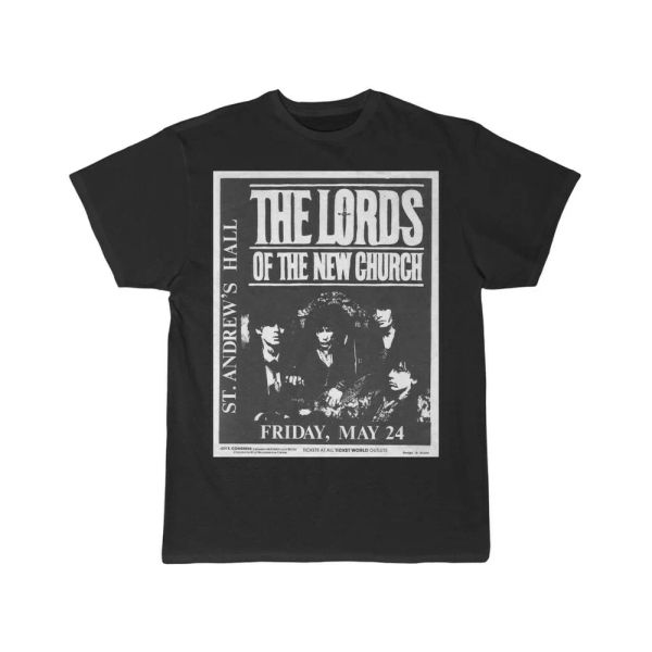 lords of the new church flyer men's short sleeve tee, White;black