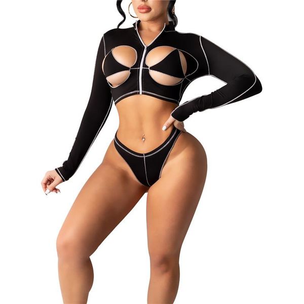 women's swimwear swimsuit women patchwork bathing suit hollow out beach wear long sleeve cutout crop + high cut bikini bottom maillot d, White;black
women's swimwear swimsuit women patchwork bathing suit hollow out beach wear long sleeve cutout crop + high cut bikini bottom maillot d, White;black