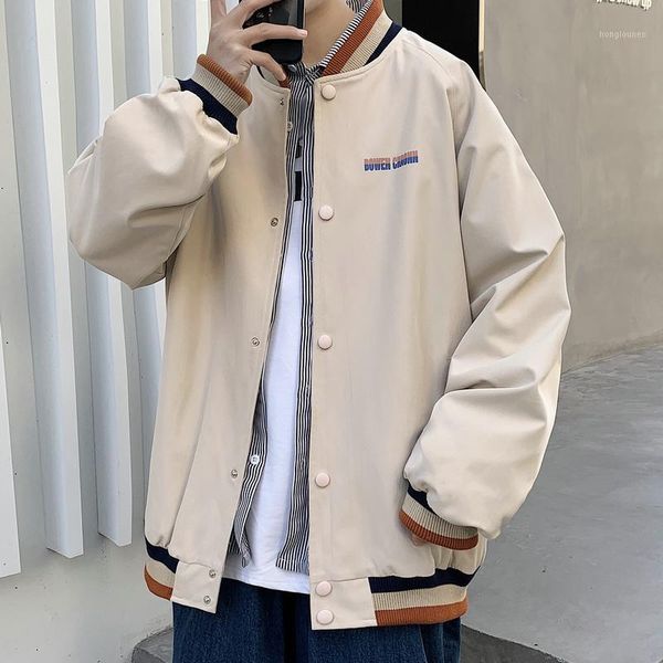 men's jackets color matching baseball collar jacket for 2021 autumn korean style loose casual sports student, Black;brown
men's jackets color matching baseball collar jacket for 2021 autumn korean style loose casual sports student, Black;brown