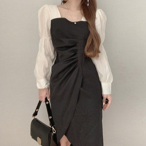 casual dresses nomikuma korean elegant dress women patchwork square collar long sleeve split folds design french style vestidos mujer, Black;gray
casual dresses nomikuma korean elegant dress women patchwork square collar long sleeve split folds design french style vestidos mujer, Black;gray