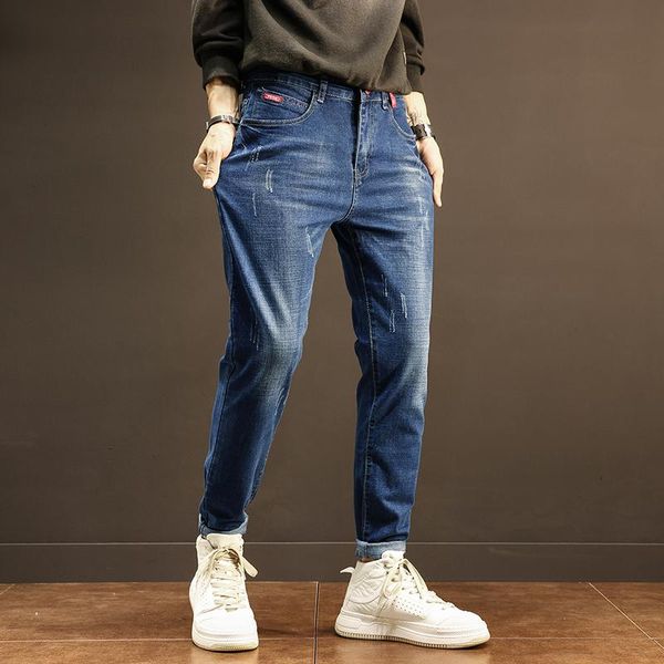 men's jeans classic style autumn thick waist business casual denim stretch straight trousers male pants skinny men, Blue
men's jeans classic style autumn thick waist business casual denim stretch straight trousers male pants skinny men, Blue