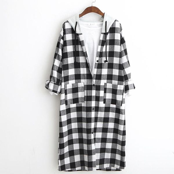 women's wool & blends 2021 preppy style spring casual wear long loose lady hooded shirts plaid coats, Black
women's wool & blends 2021 preppy style spring casual wear long loose lady hooded shirts plaid coats, Black