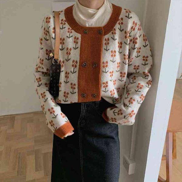 vintage double breasted flower pattern women sweaters cardigans causal long sleeve woman sweater, White;black
vintage double breasted flower pattern women sweaters cardigans causal long sleeve woman sweater, White;black