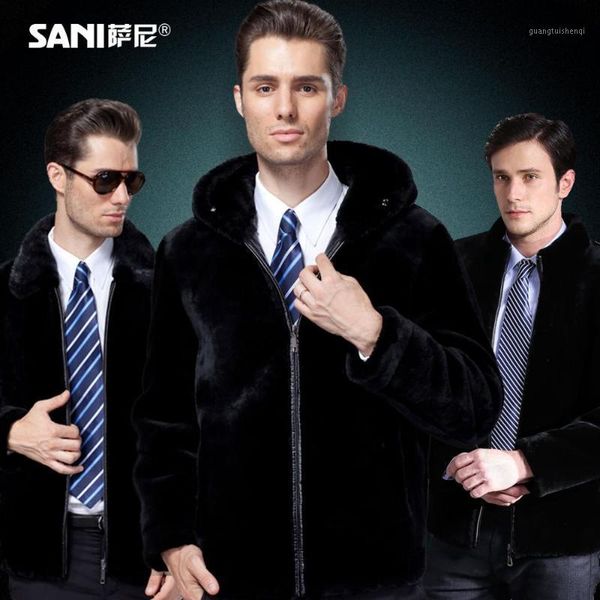 men's leather & faux autumn and winter shearling fur short coat sheepskin overcoat genuine jacket hooded mink collar, Black
men's leather & faux autumn and winter shearling fur short coat sheepskin overcoat genuine jacket hooded mink collar, Black