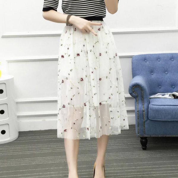 skirts sweet style chic floral embroidery elegant mesh summer girls white black soft high waist fashion
skirts sweet style chic floral embroidery elegant mesh summer girls white black soft high waist fashion