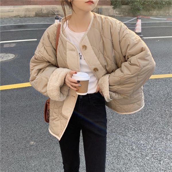 20121 winter parka lambswool patchwork women coat thick warm loose casual jacket female outwear elegant 210422, Black
20121 winter parka lambswool patchwork women coat thick warm loose casual jacket female outwear elegant 210422, Black