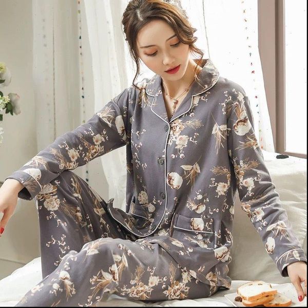 pajamas set cotton flower womens sleepwears print turn down collar pyjamas casual homewear pijama mujer, Black;red
pajamas set cotton flower womens sleepwears print turn down collar pyjamas casual homewear pijama mujer, Black;red
