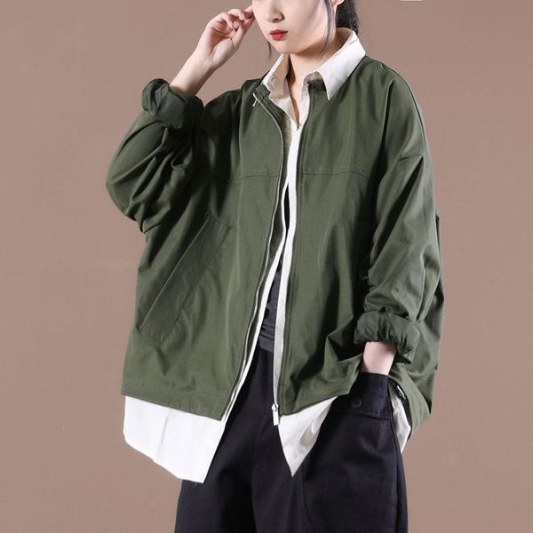 women's jackets spring autumn clothing 2021 female korean loose large size literary fold sleeves stitching fake two short zh1538, Black;brown
women's jackets spring autumn clothing 2021 female korean loose large size literary fold sleeves stitching fake two short zh1538, Black;brown