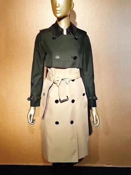 women's trench coats coat british autumn and winter fashion stitching top, Tan;black
women's trench coats coat british autumn and winter fashion stitching top, Tan;black