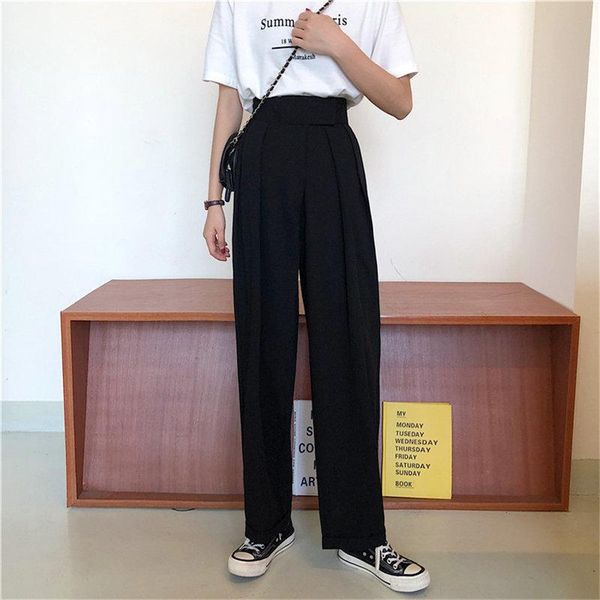 women's pants & capris women black high waist chic loose solid straight 2021 casual all match ol streetwear quality formal wide leg, Black;white
women's pants & capris women black high waist chic loose solid straight 2021 casual all match ol streetwear quality formal wide leg, Black;white