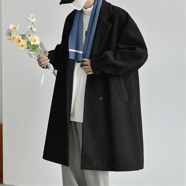 men's wool & blends mid-length pocket plain korean coat 2021 winter pure color trend youth thick windproof casual temperament warmth co, Black
men's wool & blends mid-length pocket plain korean coat 2021 winter pure color trend youth thick windproof casual temperament warmth co, Black