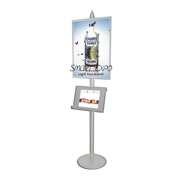 poster stand advertising display with literature tray holder
poster stand advertising display with literature tray holder