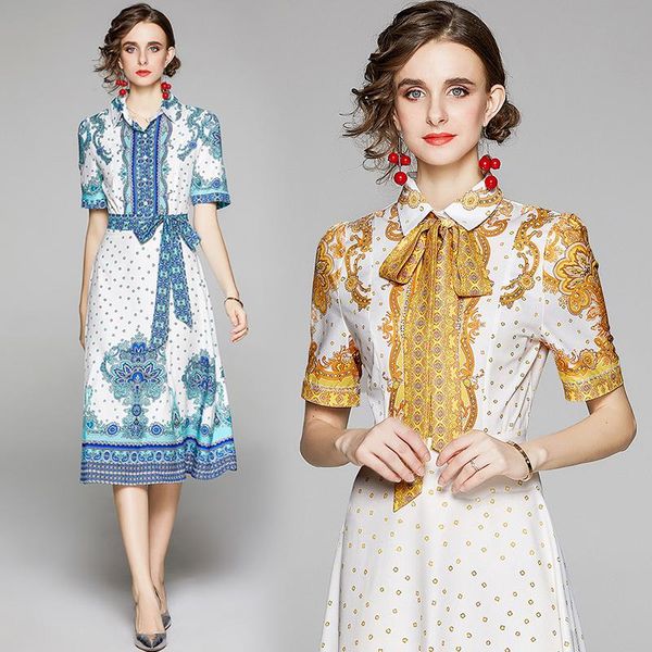 casual dresses wholesale summer runway vintage print collar bow short sleeve empire waist women ladies party a-line midi dress, Black;gray
casual dresses wholesale summer runway vintage print collar bow short sleeve empire waist women ladies party a-line midi dress, Black;gray