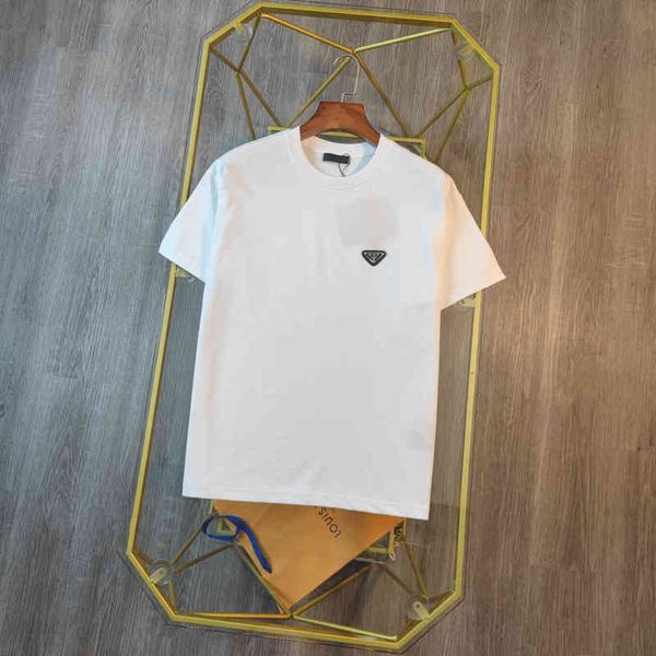 spring and summer new couple classic triangle leather standard round neck short sleeve t-shirt men's women's casual top, White
spring and summer new couple classic triangle leather standard round neck short sleeve t-shirt men's women's casual top, White