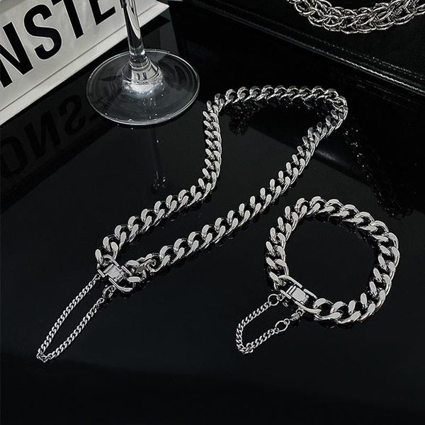 earrings & necklace exaggerate punk metal jewelry set hip hop thick heavy choker bracelet for women men vintage clavicle chain, Silver
earrings & necklace exaggerate punk metal jewelry set hip hop thick heavy choker bracelet for women men vintage clavicle chain, Silver