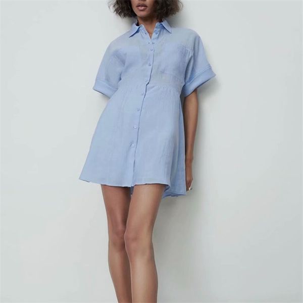 women summer casual mini shirts dress short sleeve pockets buttons female za solid elegant slim dresses clothes vestidos 210513, Black;gray
women summer casual mini shirts dress short sleeve pockets buttons female za solid elegant slim dresses clothes vestidos 210513, Black;gray