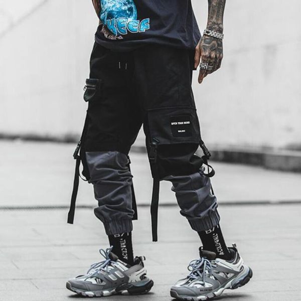 men's pants popest men ribbons multi pockets street hip hop cargo patchwork punk joggers man elastic waist casual trousers sweatpants, Black
men's pants popest men ribbons multi pockets street hip hop cargo patchwork punk joggers man elastic waist casual trousers sweatpants, Black